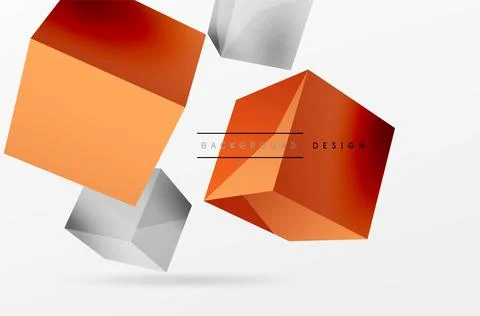 3d cubes vector abstract background. Composition of 3d square shaped basic Stock Illustration