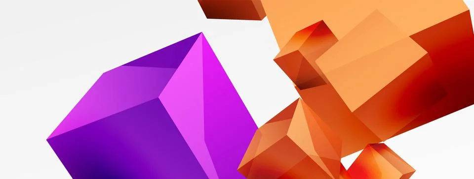 3d cubes vector abstract background. Composition of 3d square shaped basic Stock Illustration