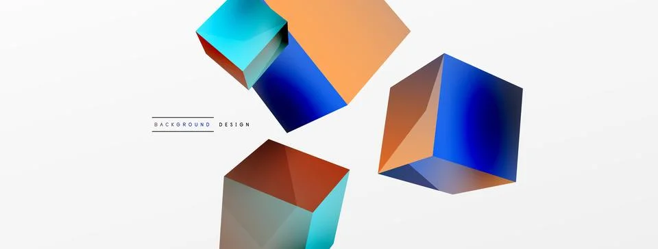3d cubes vector abstract background. Composition of 3d square shaped basic Stock Illustration