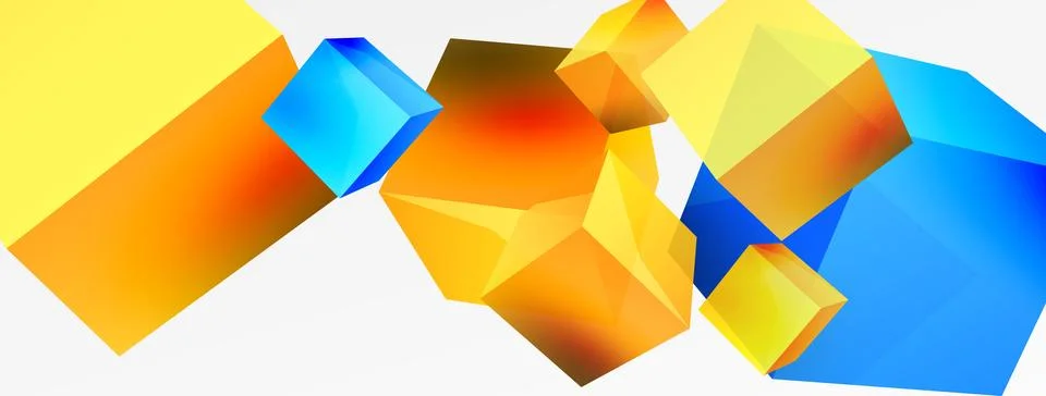 3d cubes vector abstract background. Composition of 3d square shaped basic 스톡 일러스트