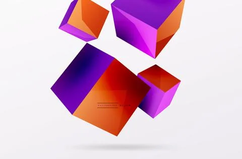 3d cubes vector abstract background. Composition of 3d square shaped basic Stock Illustration