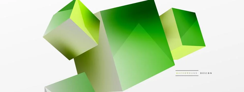 3d cubes vector abstract background. Composition of 3d square shaped basic Stock Illustration