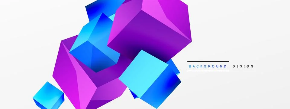3d cubes vector abstract background. Composition of 3d square shaped basic Stock Illustration