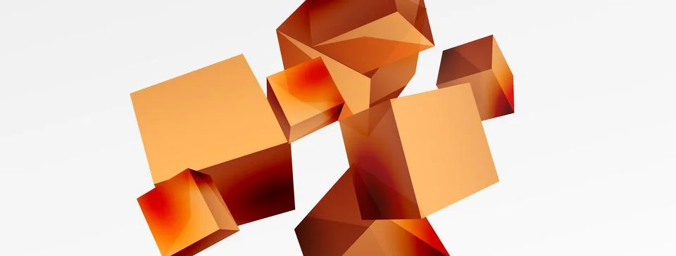 3d cubes vector abstract background. Composition of 3d square shaped basic Stock Illustration