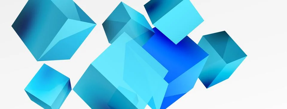 3d cubes vector abstract background. Composition of 3d square shaped basic Stock Illustration