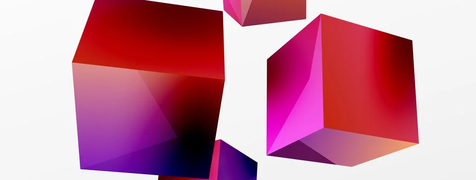 3d cubes vector abstract background. Composition of 3d square shaped basic Stock Illustration