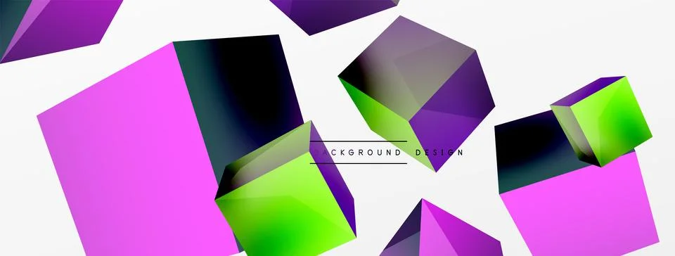 3d cubes vector abstract background. Composition of 3d square shaped basic Stock Illustration