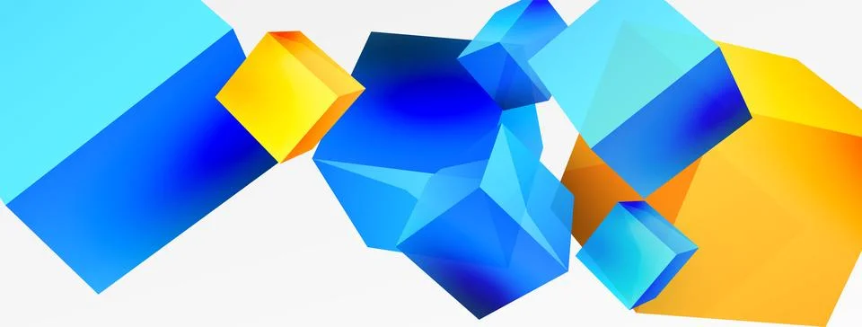 3d cubes vector abstract background. Composition of 3d square shaped basic Stock Illustration