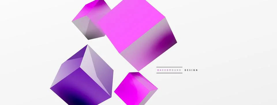 3d cubes vector abstract background. Composition of 3d square shaped basic Stock Illustration