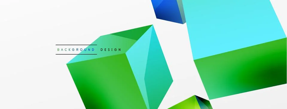 3d cubes vector abstract background. Composition of 3d square shaped basic Stock Illustration