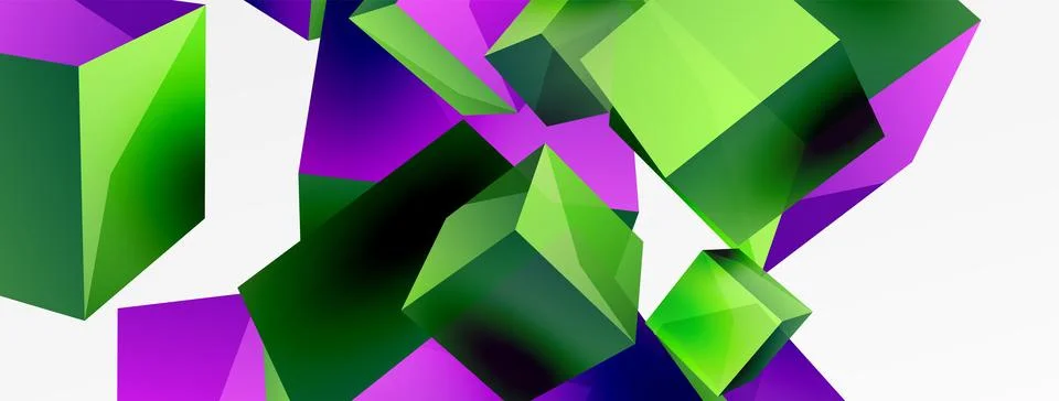 3d cubes vector abstract background. Composition of 3d square shaped basic 스톡 일러스트