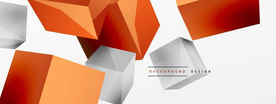 3d cubes vector abstract background. Composition of 3d square shaped basic Stock Illustration