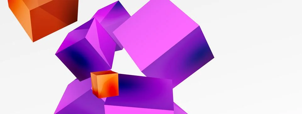 3d cubes vector abstract background. Composition of 3d square shaped basic Stock Illustration