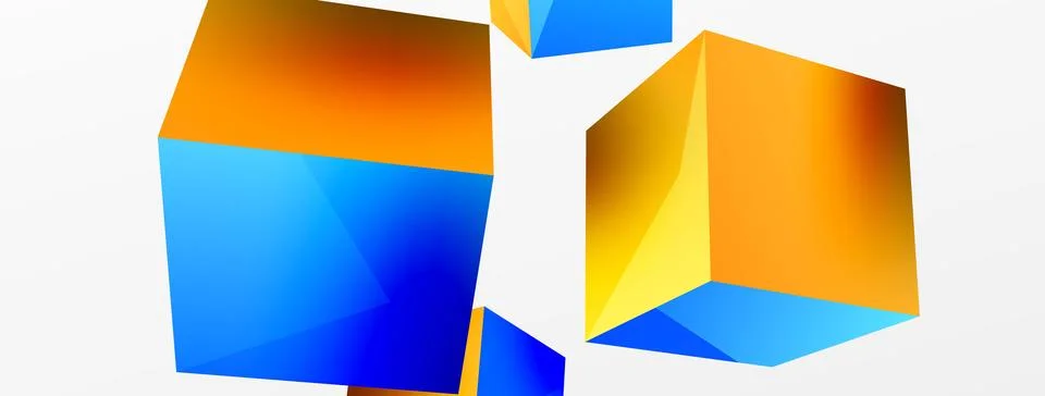 3d cubes vector abstract background. Composition of 3d square shaped basic Stock Illustration