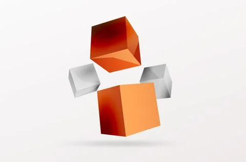 3d cubes vector abstract background. Composition of 3d square shaped basic Stock Illustration