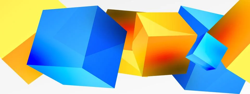 3d cubes vector abstract background. Composition of 3d square shaped basic Stock Illustration