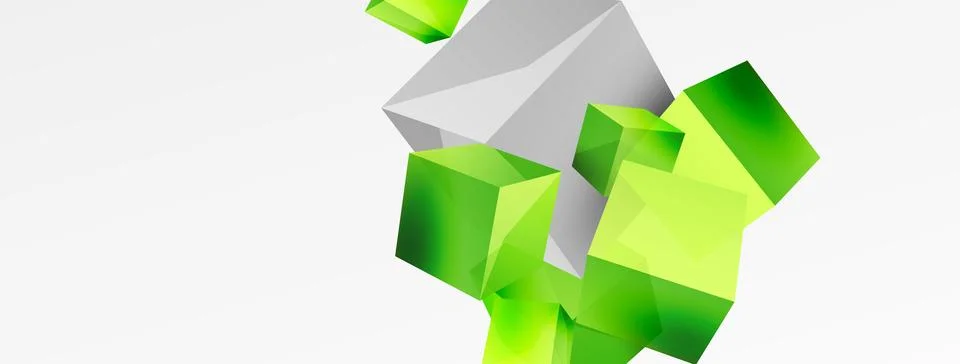 3d cubes vector abstract background. Composition of 3d square shaped basic Stock Illustration