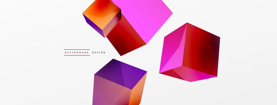 3d cubes vector abstract background. Composition of 3d square shaped basic Stock Illustration