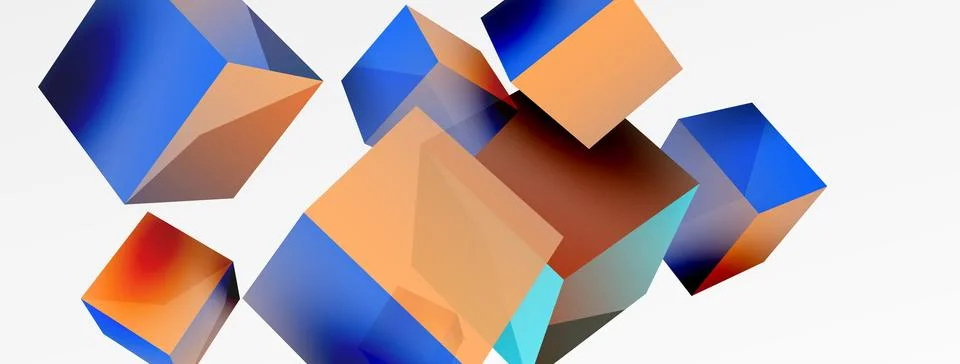 3d cubes vector abstract background. Composition of 3d square shaped basic Stock Illustration