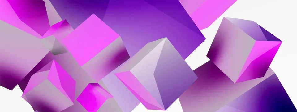 3d cubes vector abstract background. Composition of 3d square shaped basic 스톡 일러스트