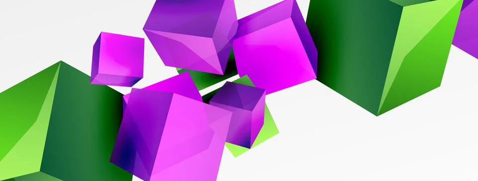 3d cubes vector abstract background. Composition of 3d square shaped basic Stock Illustration