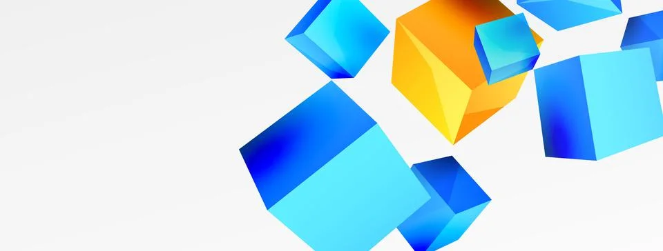 3d cubes vector abstract background. Composition of 3d square shaped basic Stock Illustration