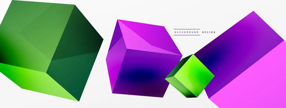 3d cubes vector abstract background. Composition of 3d square shaped basic Illustrazione stock
