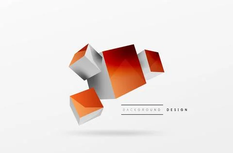 3d cubes vector abstract background. Composition of 3d square shaped basic Stock Illustration