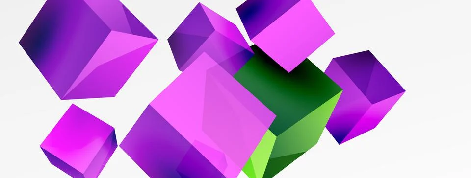 3d cubes vector abstract background. Composition of 3d square shaped basic Stock Illustration