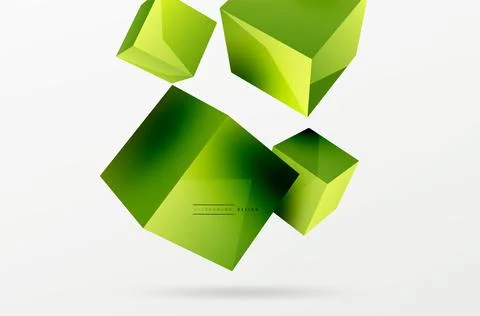 3d cubes vector abstract background. Composition of 3d square shaped basic Stock Illustration