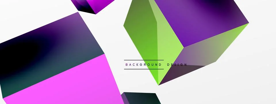 3d cubes vector abstract background. Composition of 3d square shaped basic Stock Illustration