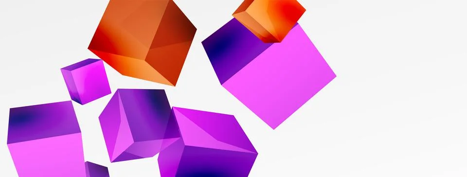 3d cubes vector abstract background. Composition of 3d square shaped basic Stock Illustration