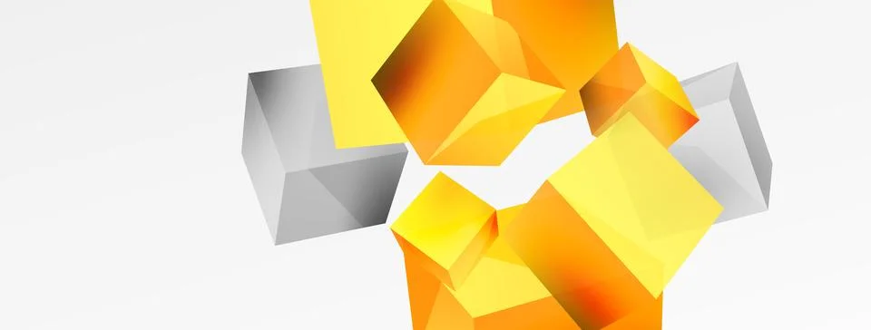 3d cubes vector abstract background. Composition of 3d square shaped basic Stock Illustration