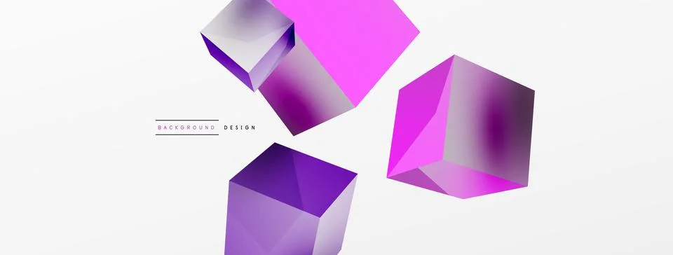 3d cubes vector abstract background. Composition of 3d square shaped basic Stock Illustration