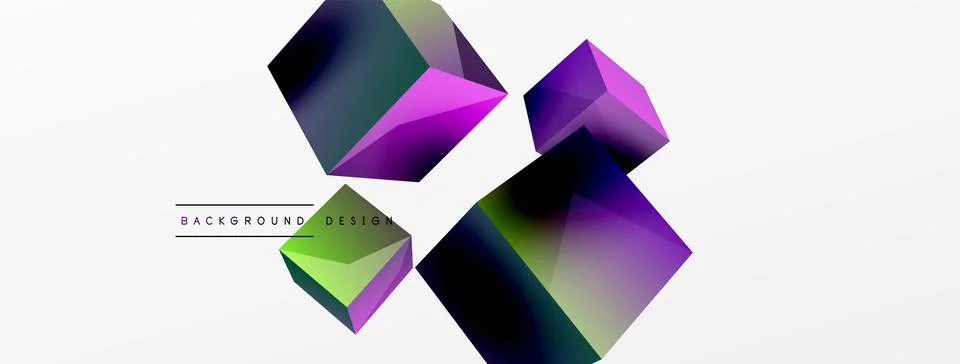 3d cubes vector abstract background. Composition of 3d square shaped basic Stock Illustration