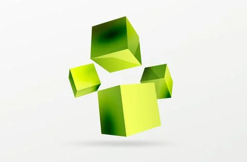 3d cubes vector abstract background. Composition of 3d square shaped basic Illustrazione stock
