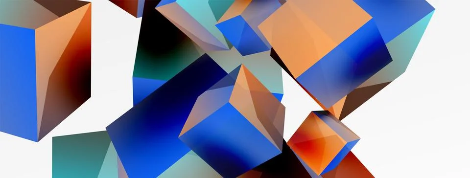3d cubes vector abstract background. Composition of 3d square shaped basic イラスト素材