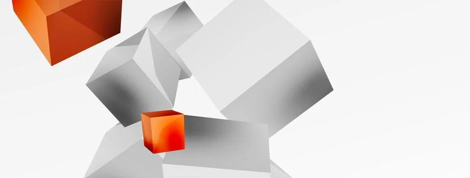 3d cubes vector abstract background. Composition of 3d square shaped basic Stock Illustration