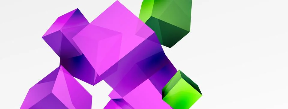 3d cubes vector abstract background. Composition of 3d square shaped basic Stock Illustration