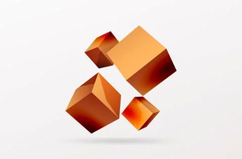 3d cubes vector abstract background. Composition of 3d square shaped basic 스톡 일러스트