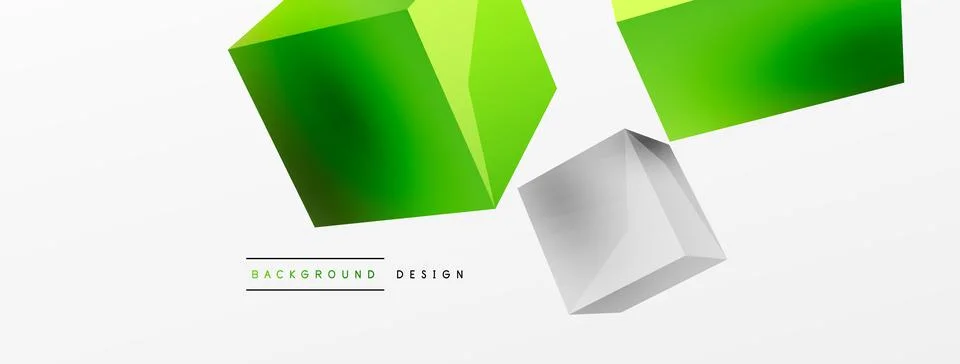 3d cubes vector abstract background. Composition of 3d square shaped basic Stock Illustration