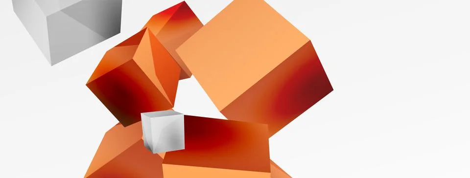 3d cubes vector abstract background. Composition of 3d square shaped basic Stock Illustration