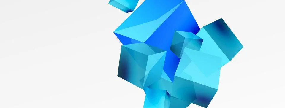3d cubes vector abstract background. Composition of 3d square shaped basic Stock Illustration