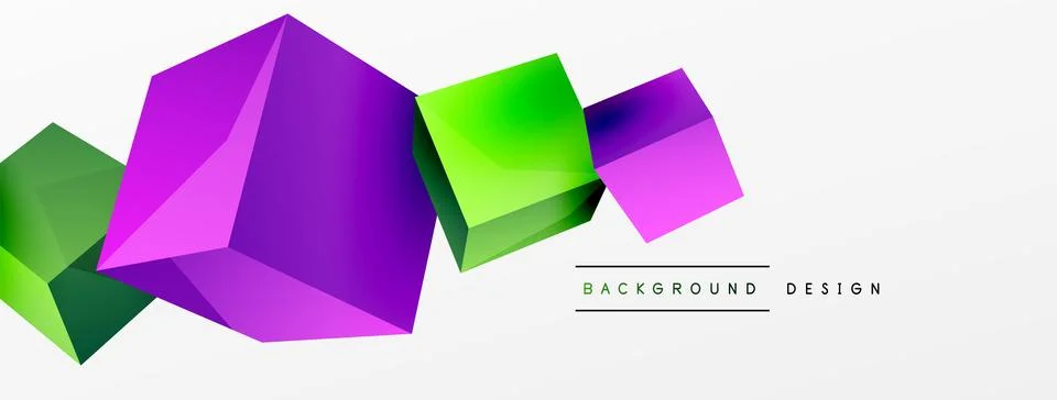 3d cubes vector abstract background. Composition of 3d square shaped basic Illustrazione stock