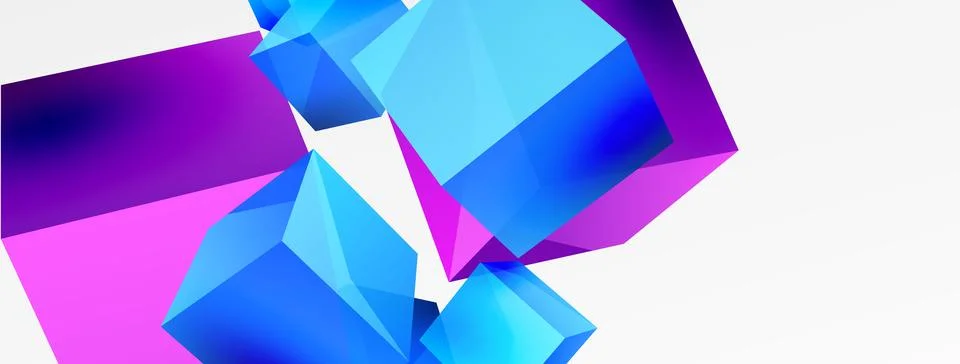 3d cubes vector abstract background. Composition of 3d square shaped basic 스톡 일러스트