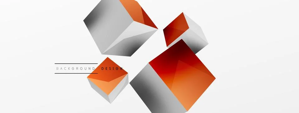 3d cubes vector abstract background. Composition of 3d square shaped basic Stock Illustration
