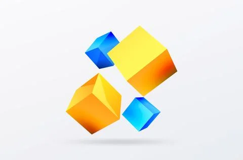 3d cubes vector abstract background. Composition of 3d square shaped basic Illustrazione stock