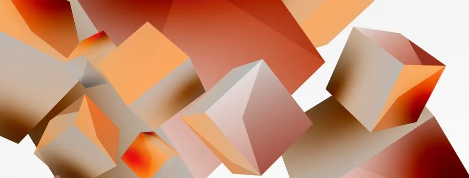 3d cubes vector abstract background. Composition of 3d square shaped basic Stock Illustration