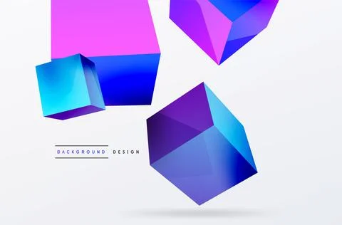 3d cubes vector abstract background. Composition of 3d square shaped basic Stock Illustration