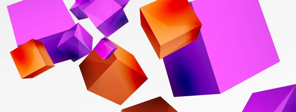 3d cubes vector abstract background. Composition of 3d square shaped basic Stock Illustration